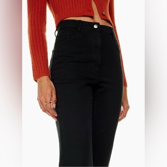 Aritzia Wilfred Free Two Step Flared Pants High Waisted Jeans Black Minimal Sz 4 - Picture 3 of 10